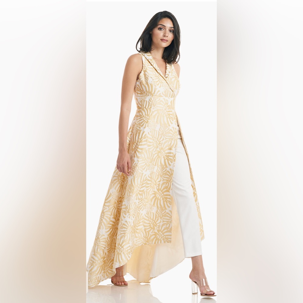 Kay Unger Gold and White Luxe Jumpsuit